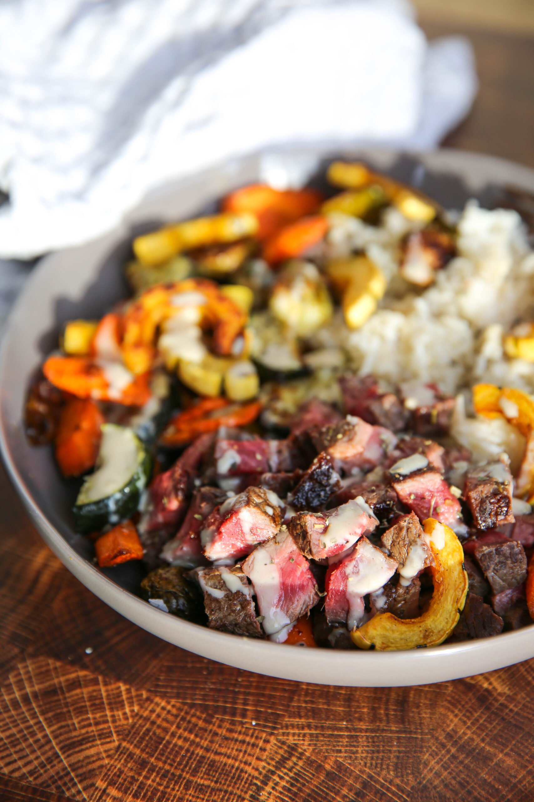 PaleOMG Grain & Winter Veggie Steak Bowls