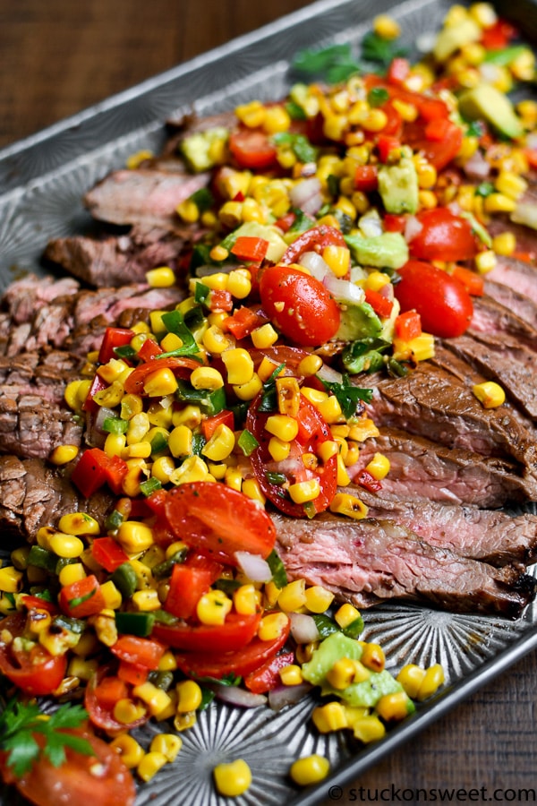 Flank steak with Corn Salsa 