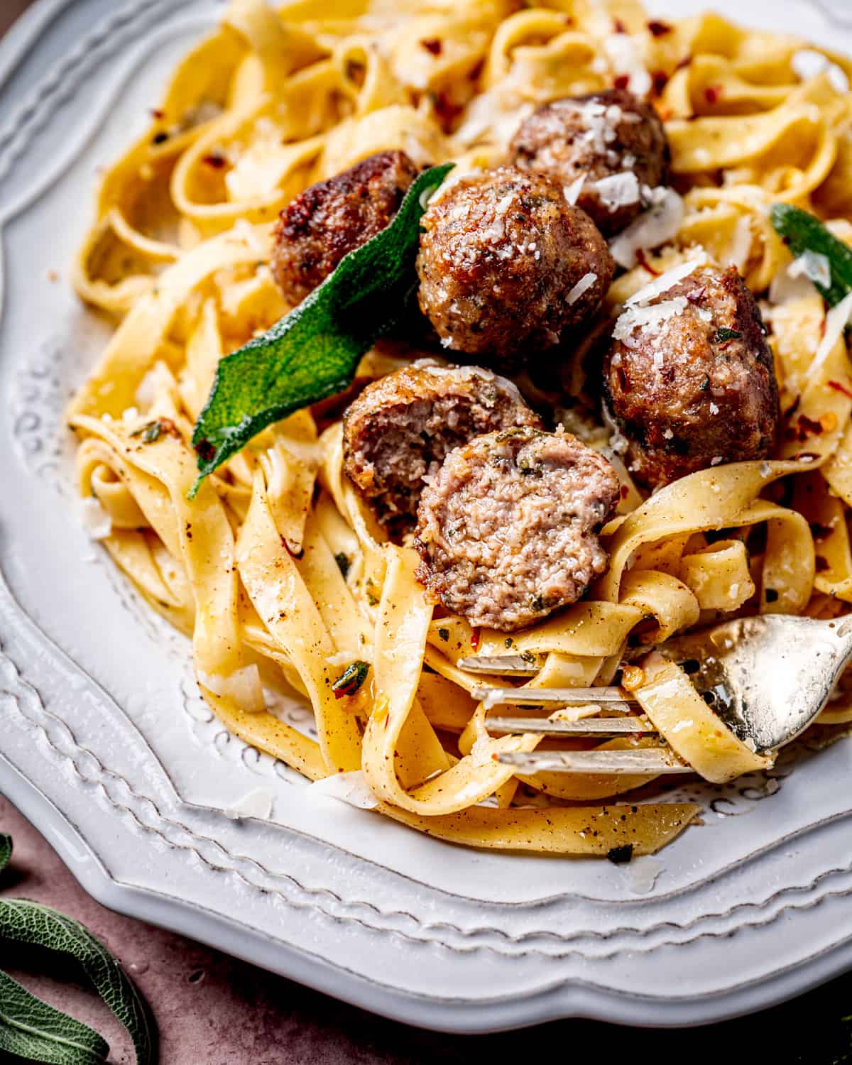 Veal Saltimbocca Meatballs with Brown Butter Sage Sauce