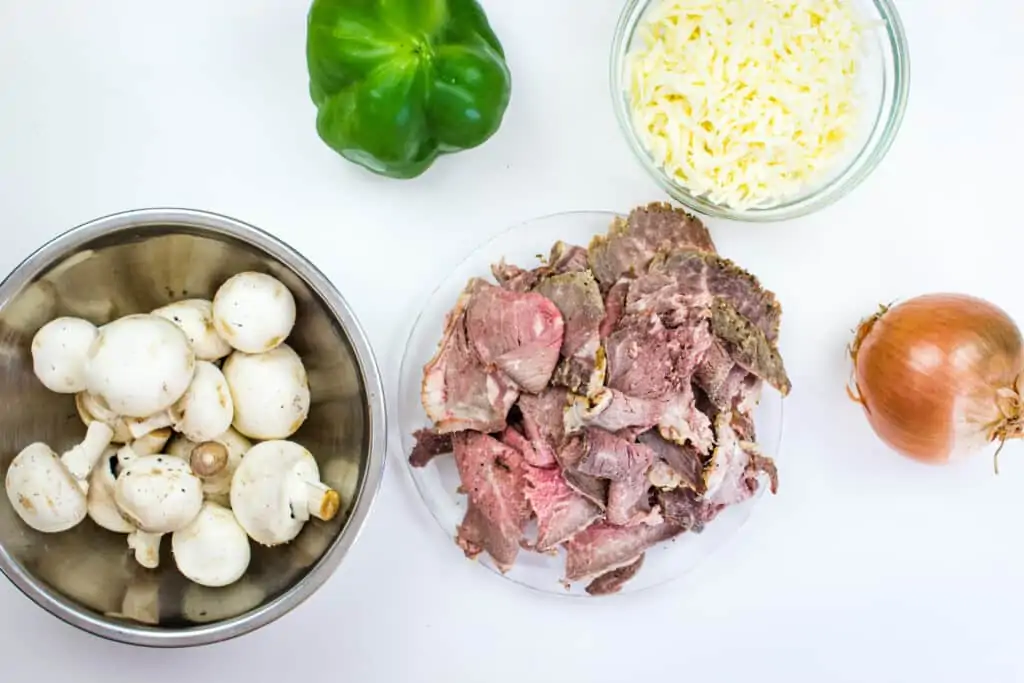 ingredients to make keto philly cheesesteak chaffles