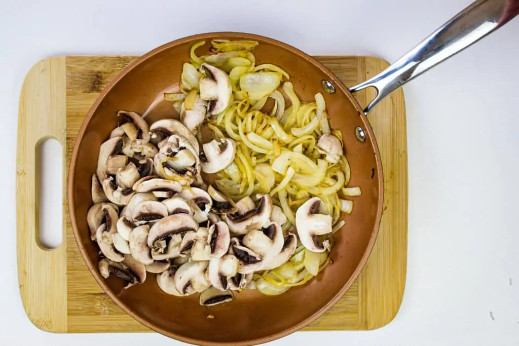 sautéing the onions and mushrooms