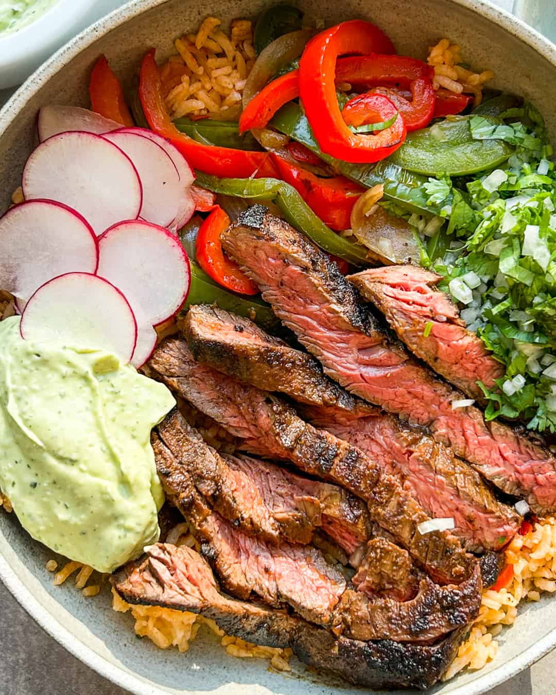 Carne Asada Bowl with Avocado Lime Crema Primal Gourmet