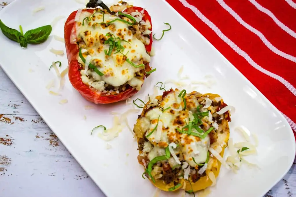 keto stuffed peppers on a platter