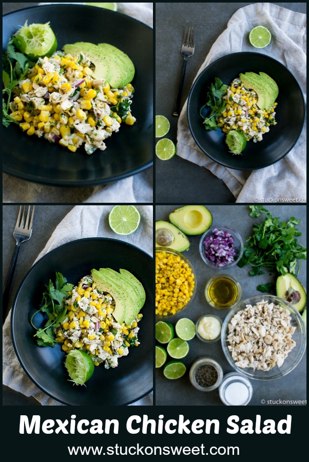 Mexican Chicken Salad - love this simple and healthy recipe! #healthy #stuckonsweet #recipe #chickensalad