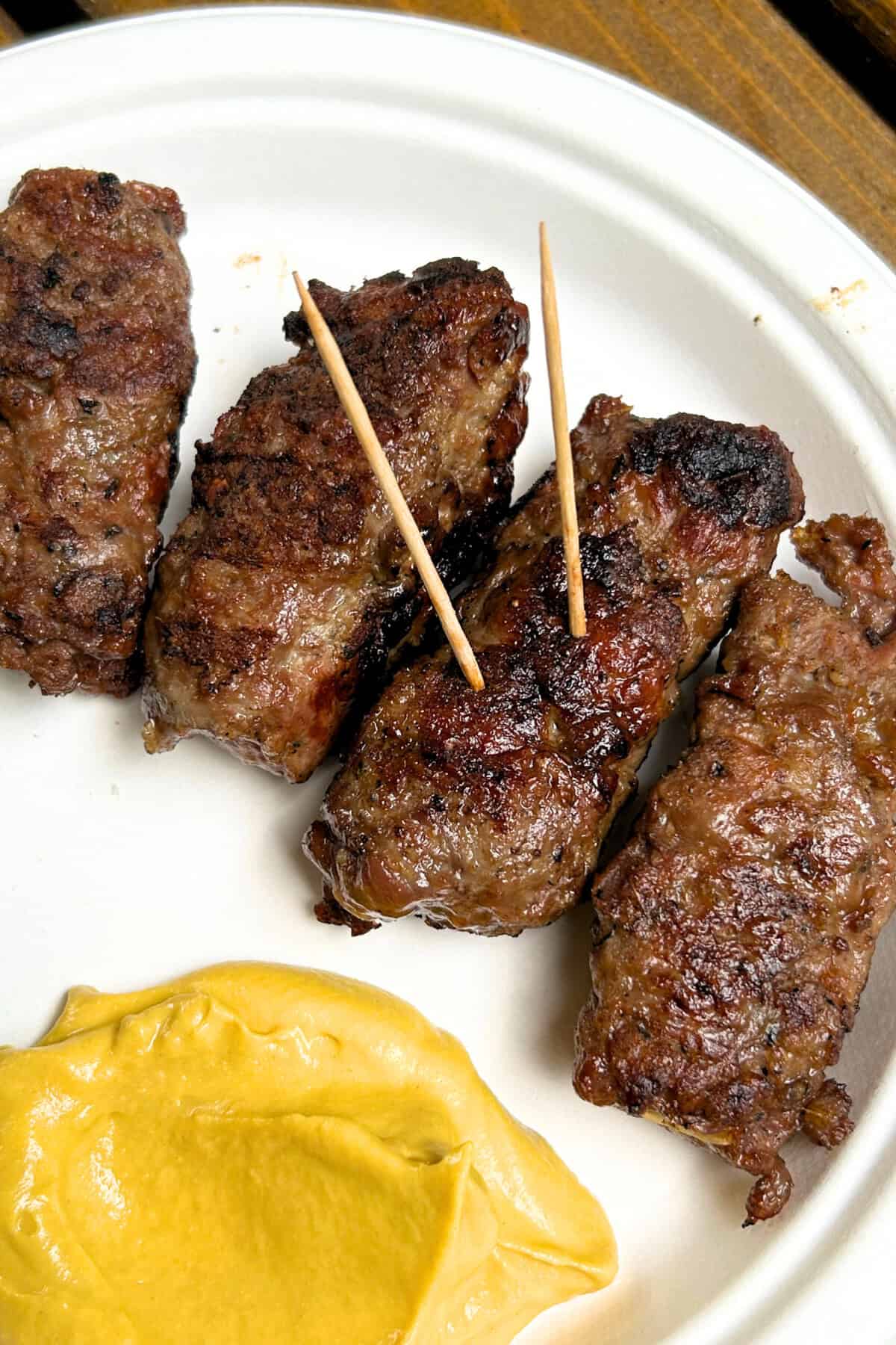 Grilled Romanian Mici with Mustard