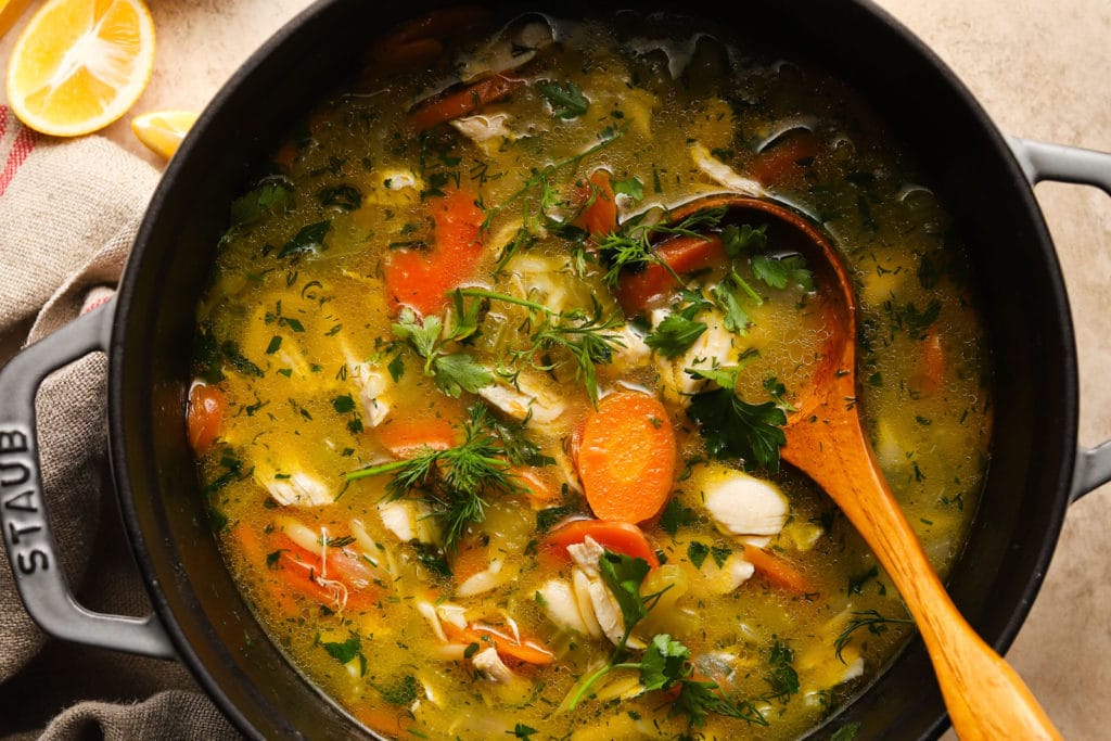 Lemon Chicken Orzo Soup