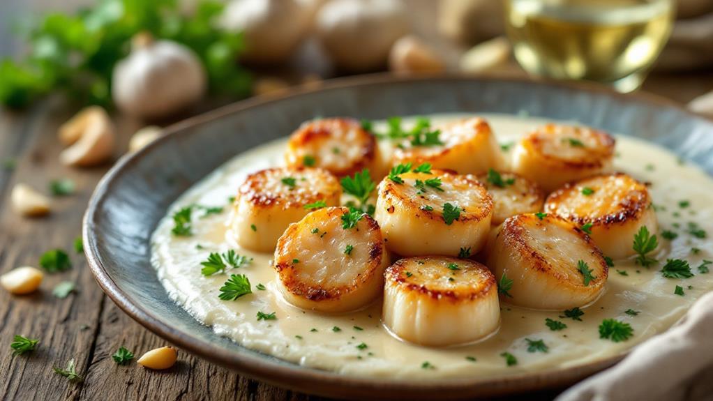 delicious creamy garlic scallops