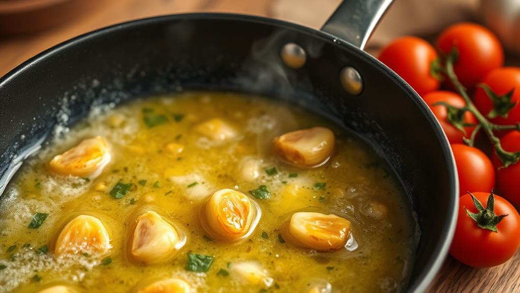 preparing garlic butter sauce