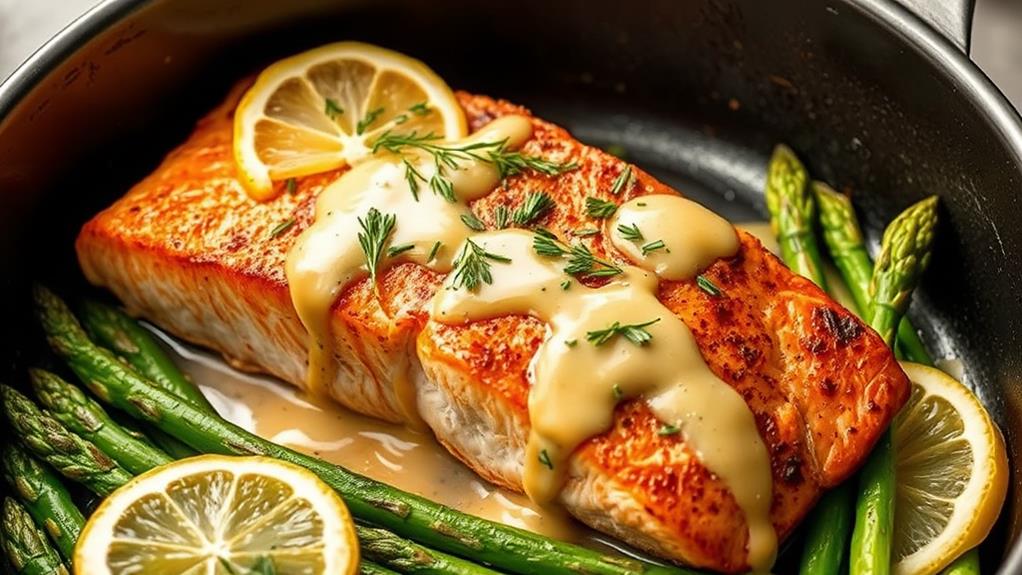 preparing the salmon dish